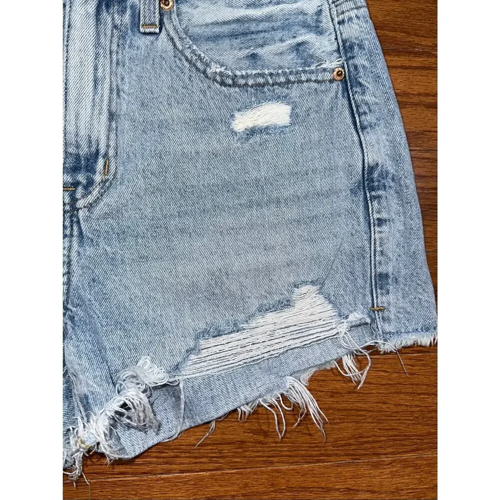 Pistola Denim Nova Cut-Off Distressed Cotton Light Wash Jean Shorts Size 26